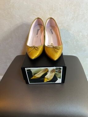 Repetto Paris Mustard Yellow Vegan Leather Pointed-Toe Pumps Heels Size 42